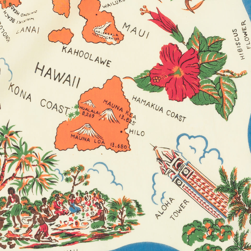HAWAII(ハワイ)・マッププリント バンダナ Blue
