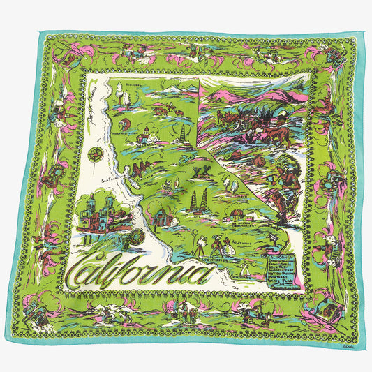 New California “ (ニューカリフォルニア)・マッププリント バンダナ Olive