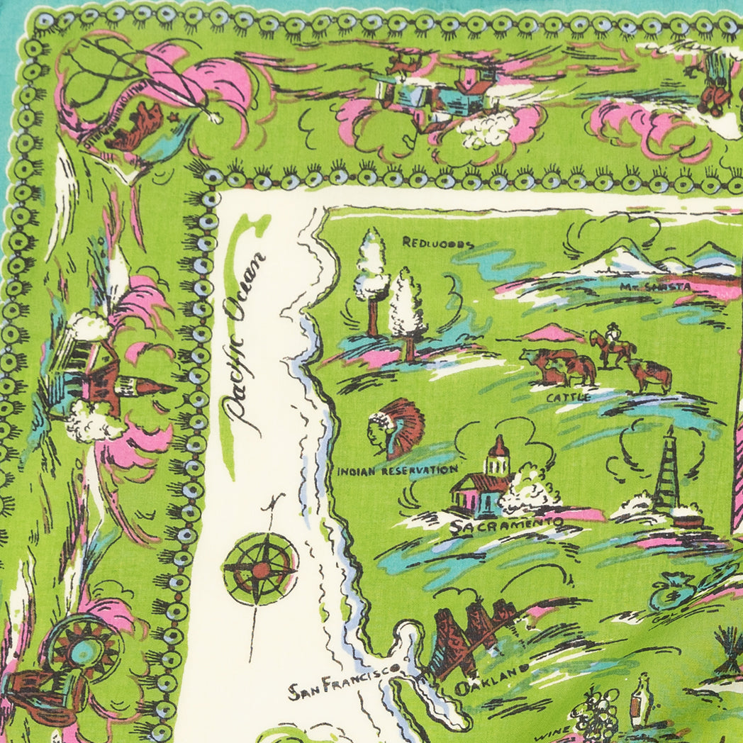 "New California" Vintage Map Print Scarf OLV