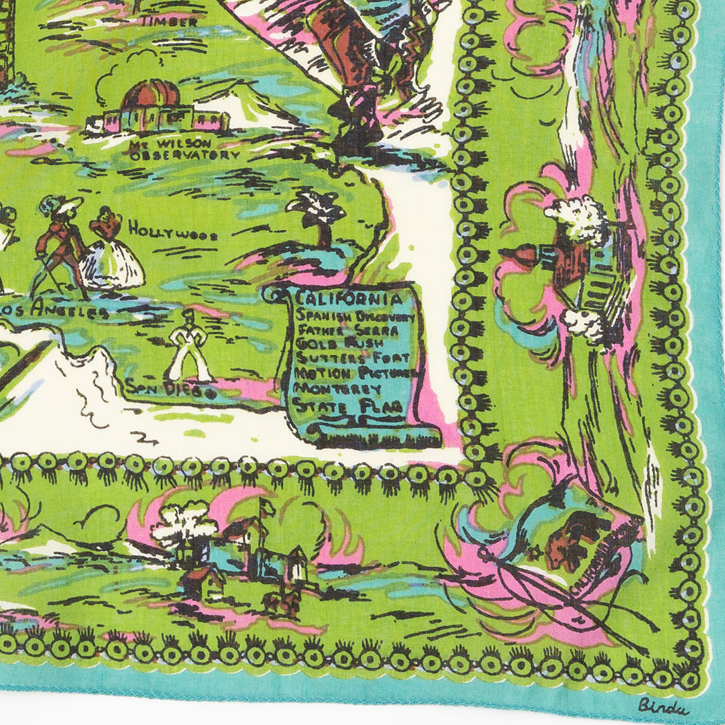 New California “ (ニューカリフォルニア)・マッププリント バンダナ Olive