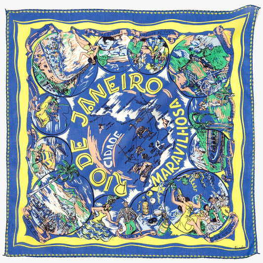 Rio de Janeiro “ (リオデジャネイロ)・マッププリント バンダナ Blue