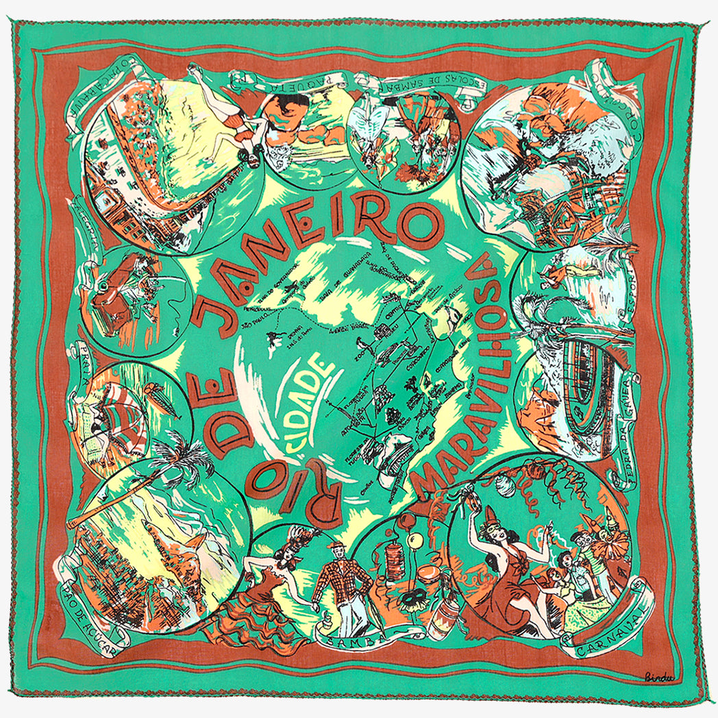Rio de Janeiro Map Print Bandana Green