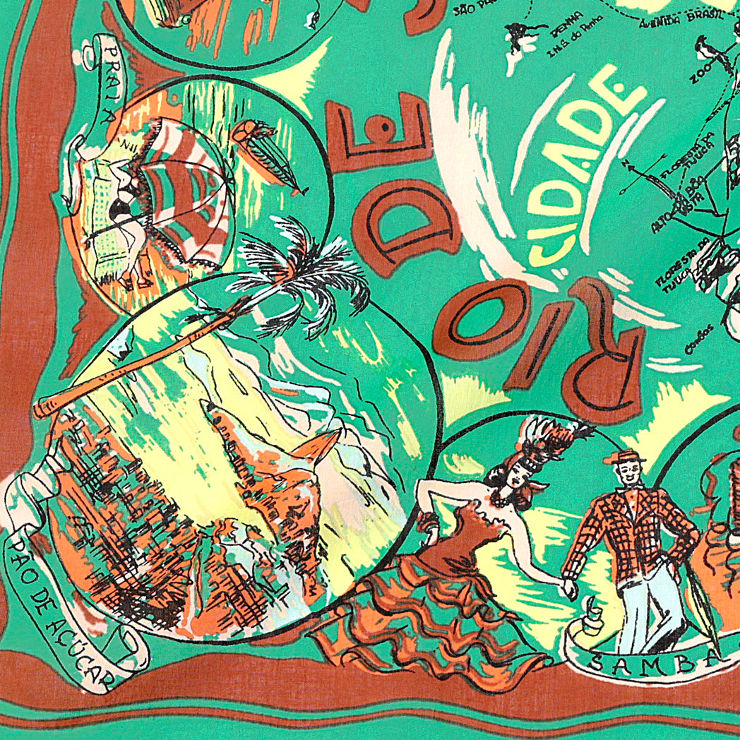 "Rio de Janeiro" vintage map print scarf Green