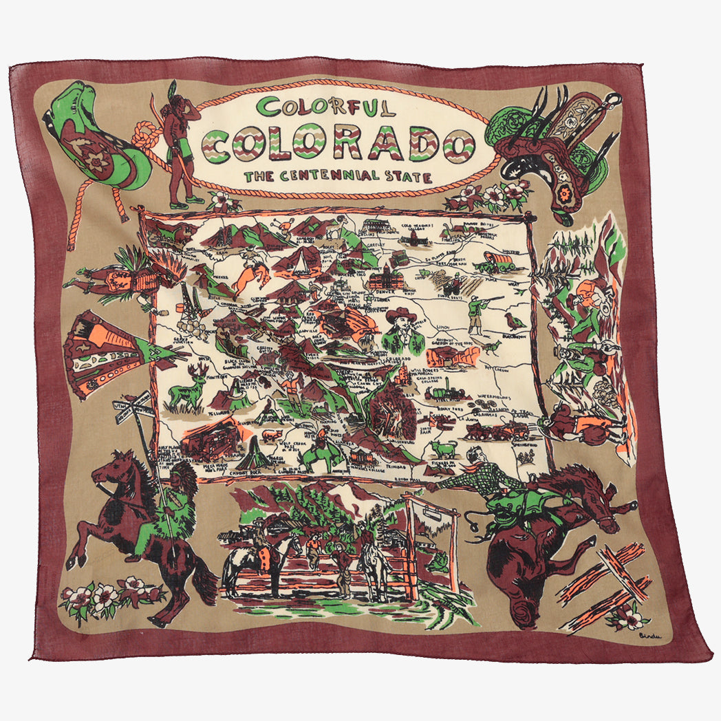 COLORADO Map Print Scarf, Brown