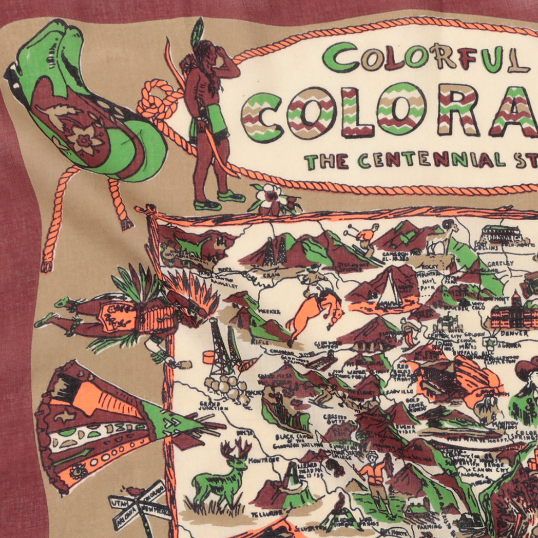 COLORADO Map Print Scarf, Brown