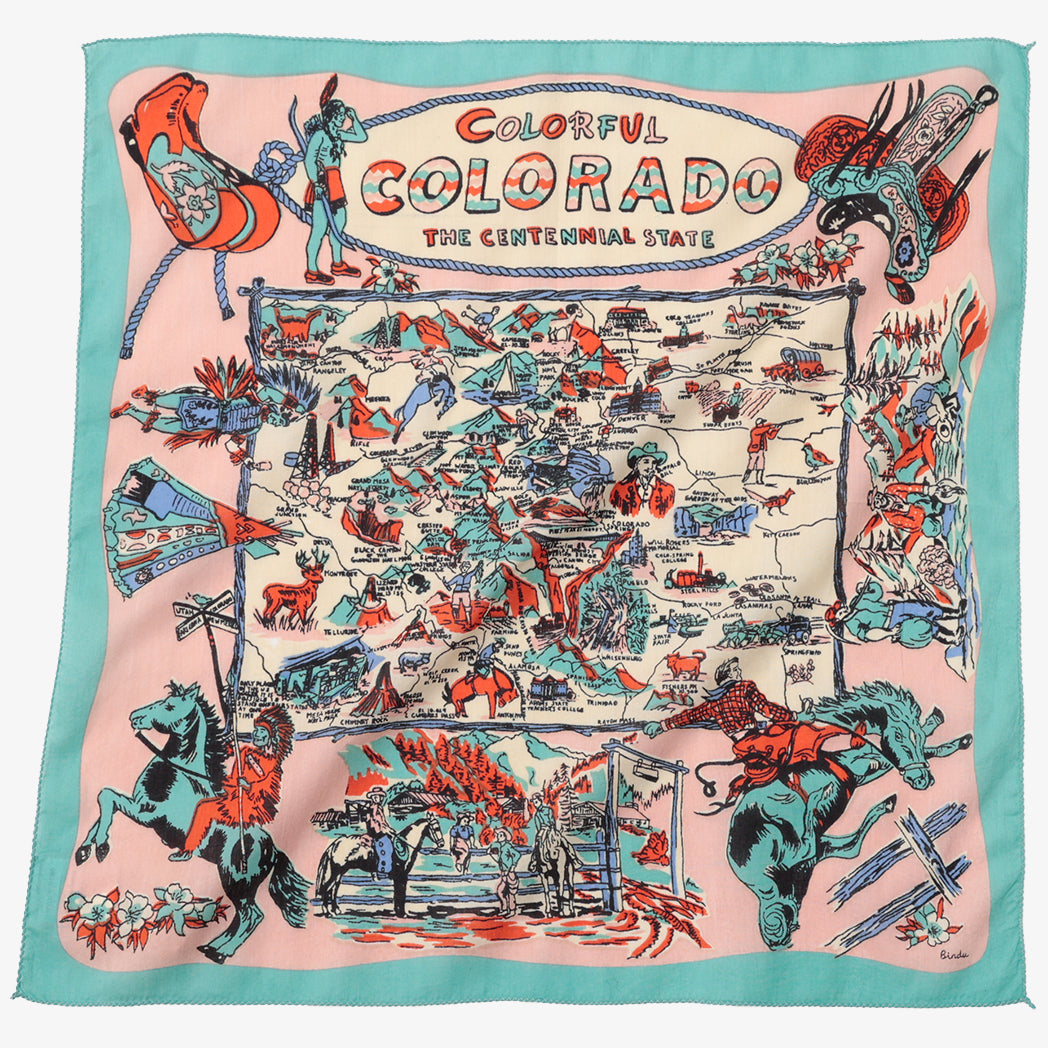 COLORADO Map Print Scarf, Mint