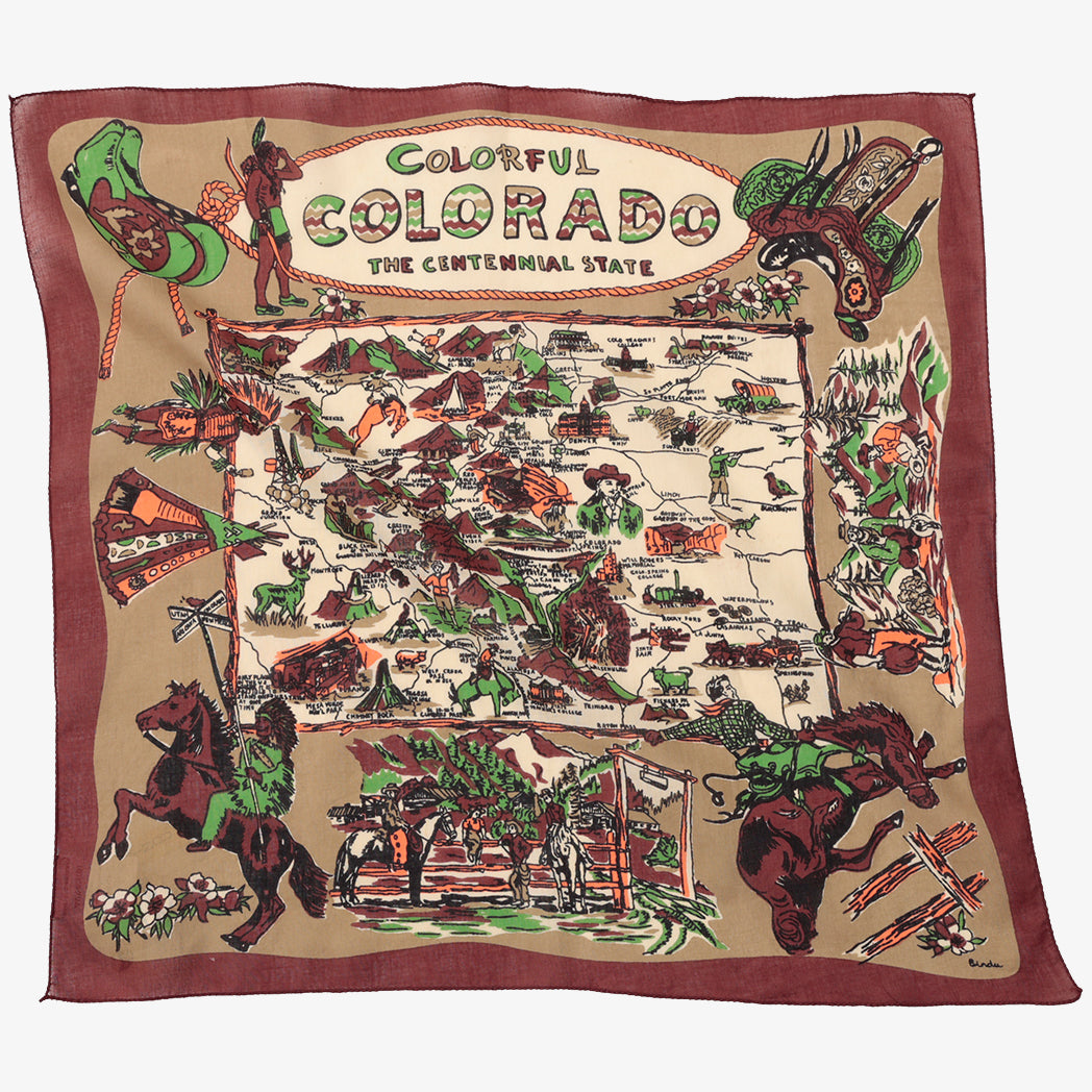 COLORADO Map Print Bandana Brown