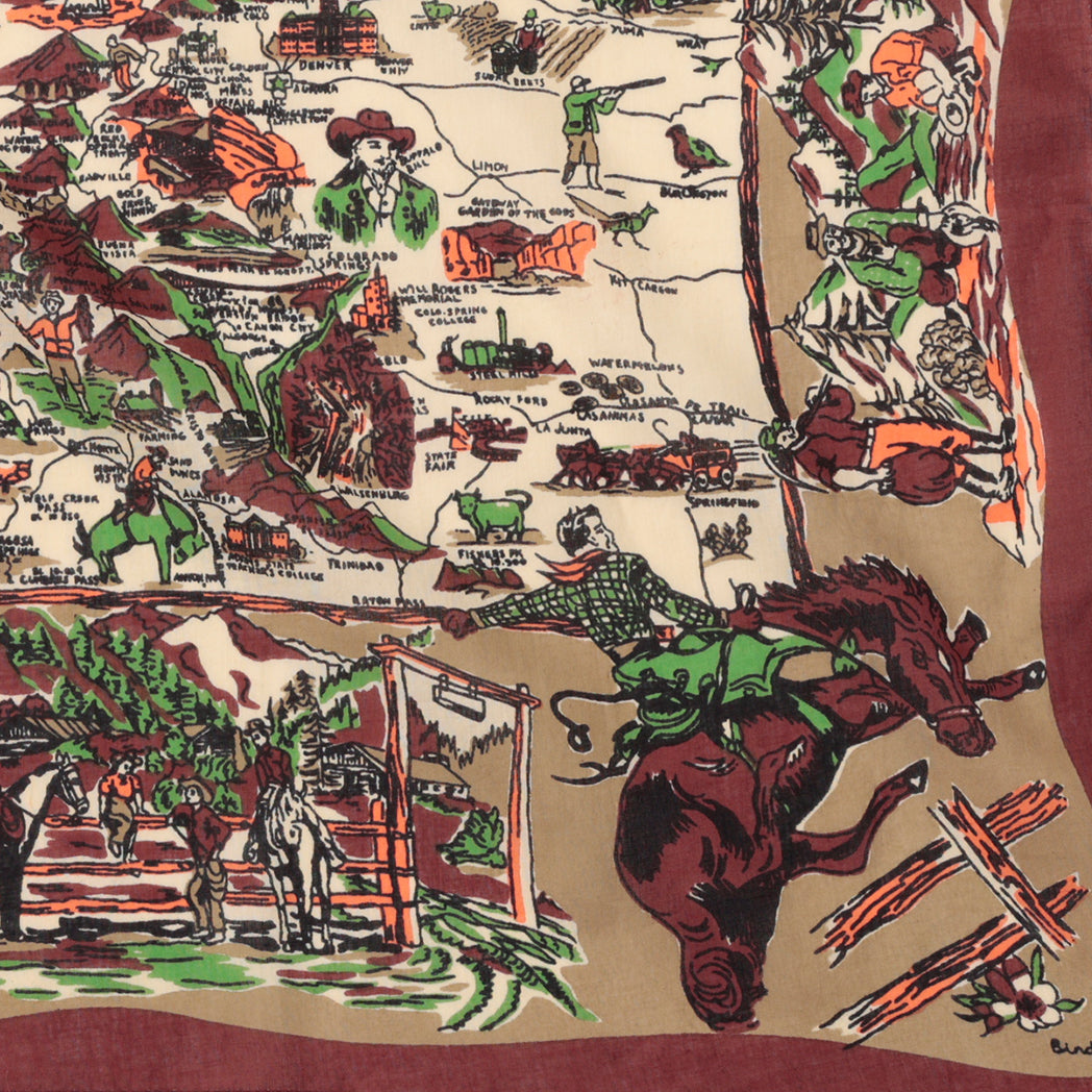 COLORADO Map Print Bandana Brown