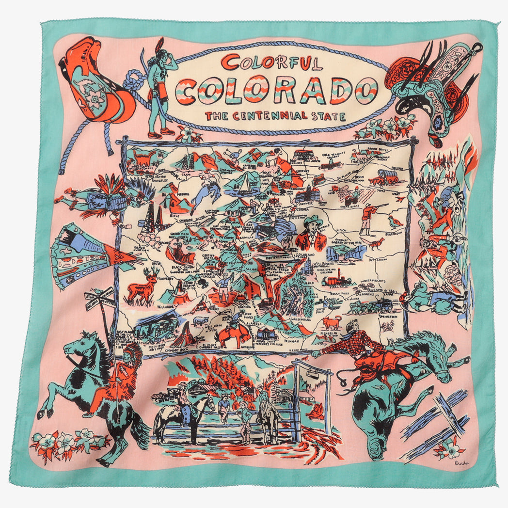 COLORADO Map Print Bandana Mint
