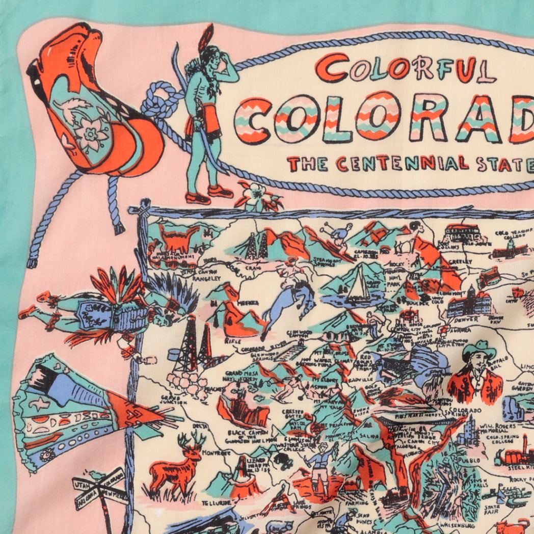 COLORADO Map Print Bandana Mint