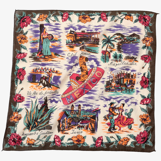 MEXICO (メキシコ)・マッププリント バンダナ・Olive