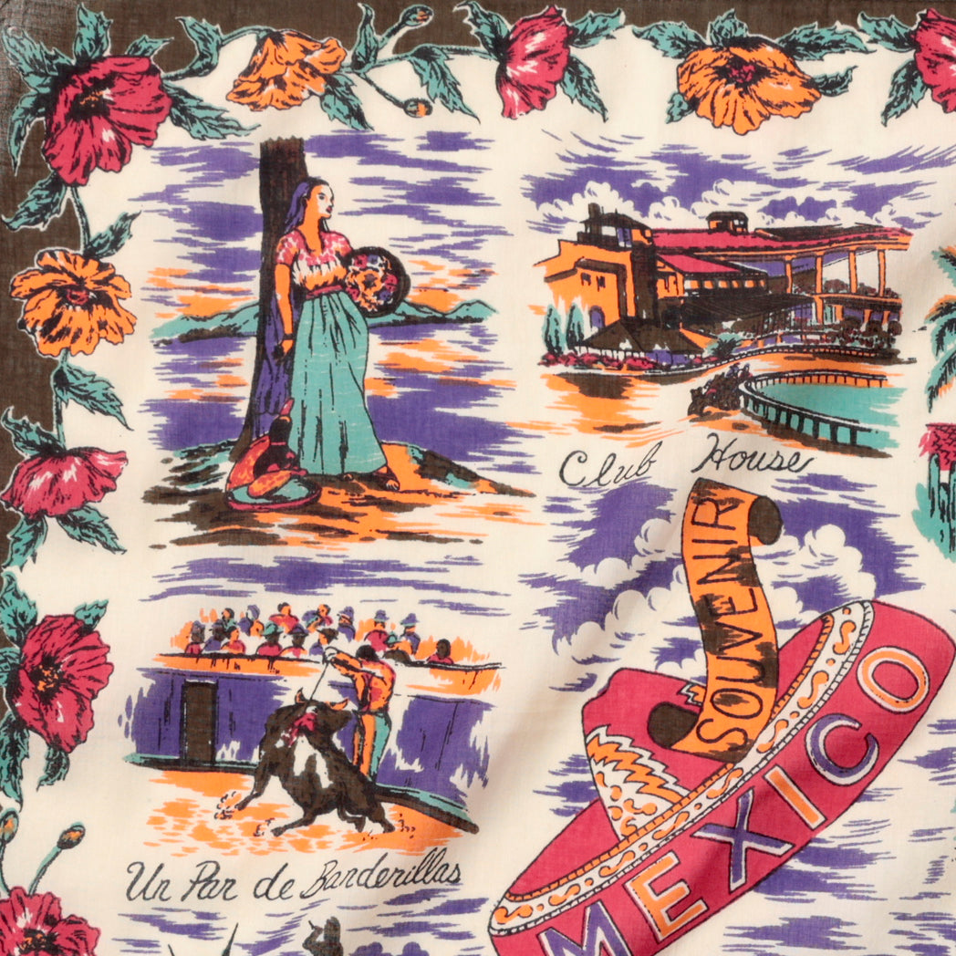 MEXICO (メキシコ)・マッププリント バンダナ・Olive