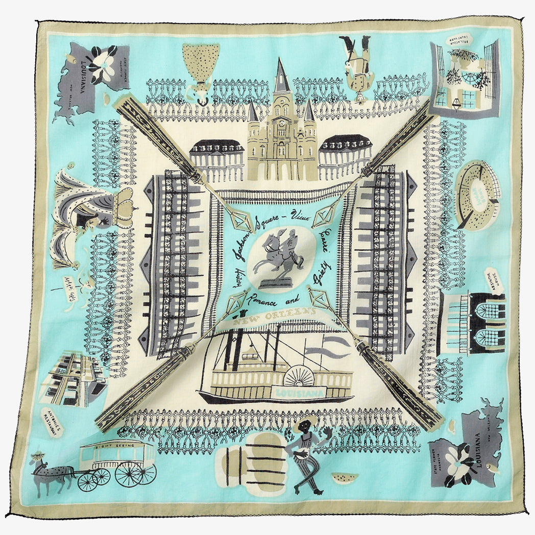 New Orleans Map Print Bandana TF Blue