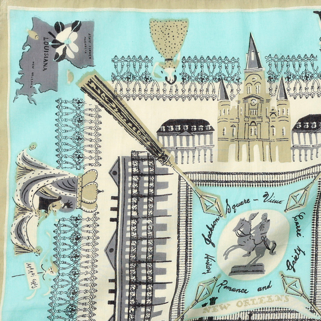 New Orleans Map Print Bandana TF Blue