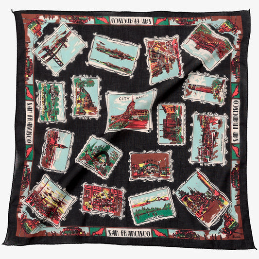 New San Francisco (new サンフランシスコ)・マッププリント バンダナ・Black