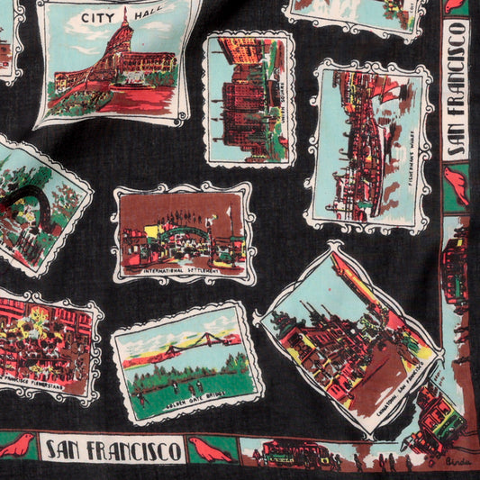 New San Francisco (new サンフランシスコ)・マッププリント バンダナ・Black