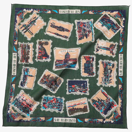 New San Francisco (new サンフランシスコ)・マッププリント バンダナ・Olive