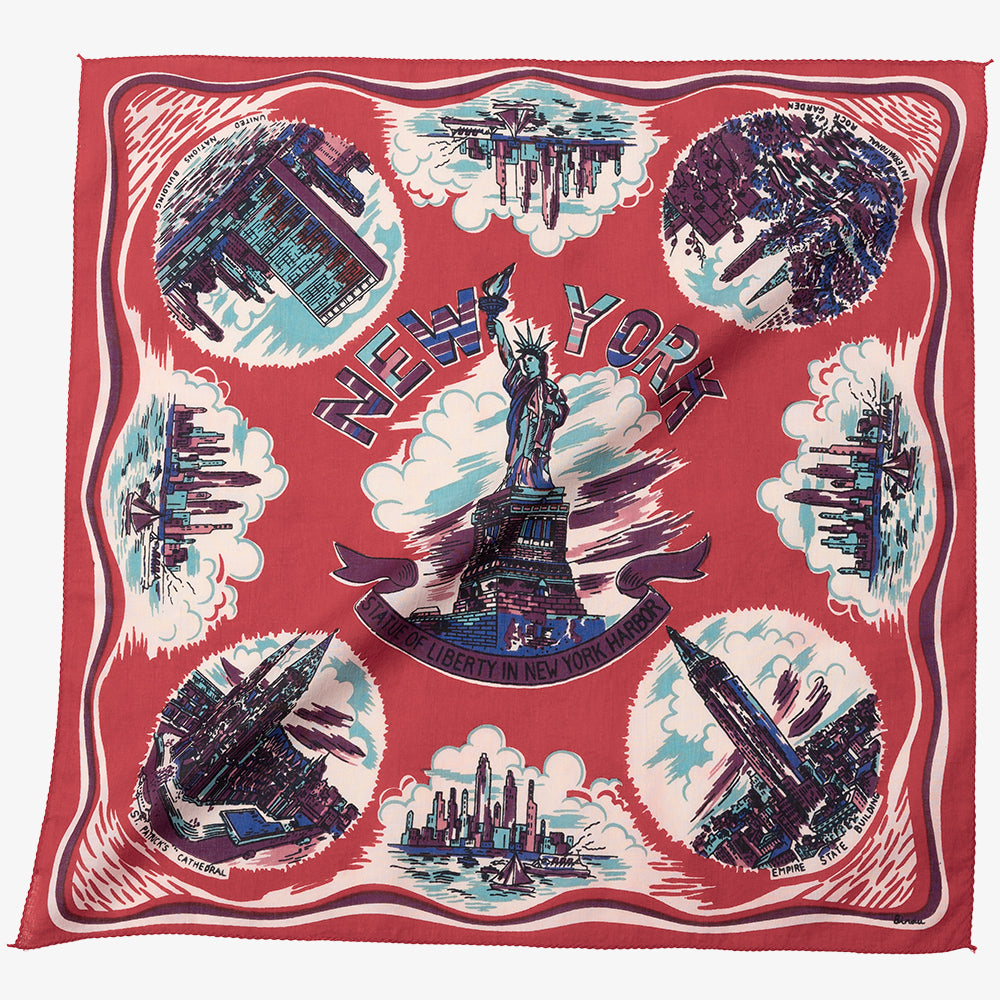 New York 2 Map Print Scarf Red / BBB1313-NY2-c3