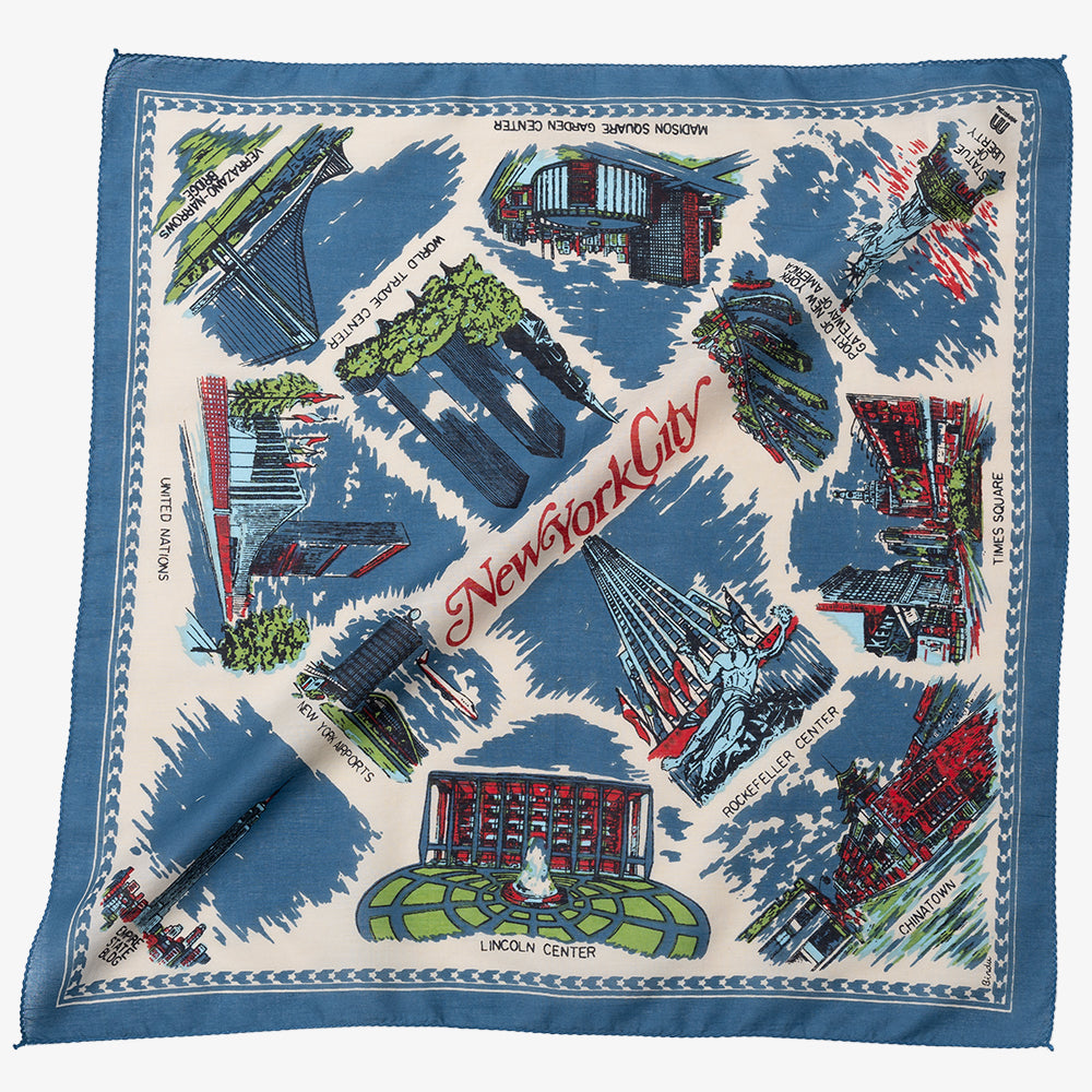 New York 3 Map Print Scarf Natural / BBB1313-NY3-c1