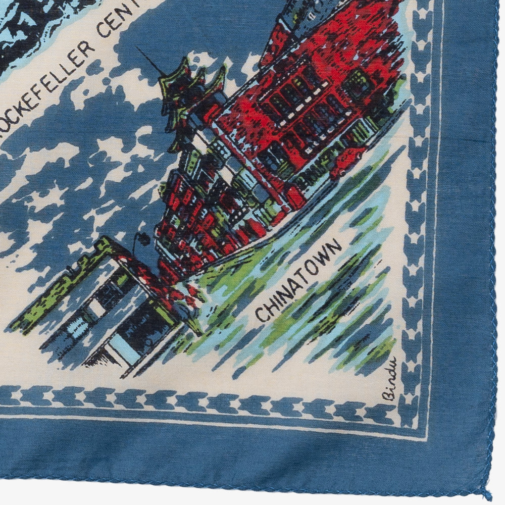 New York 3 Map Print Bandana Natural / BBB1312-NY3-c1