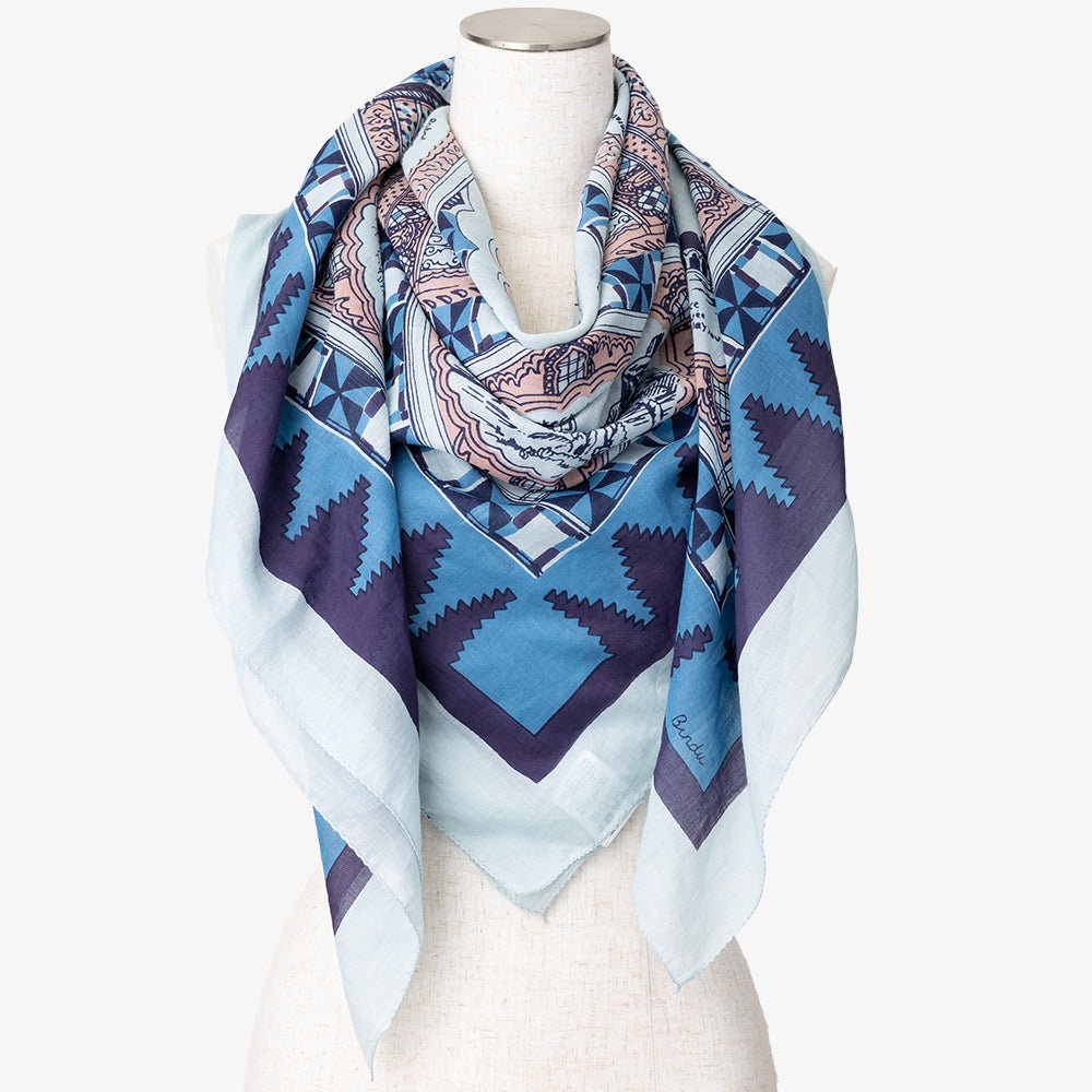 Morocco Map Print Scarf Moonshine / BBB1313-Morocco-c2