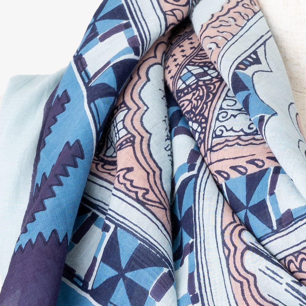 Morocco Map Print Scarf Moonshine / BBB1313-Morocco-c2