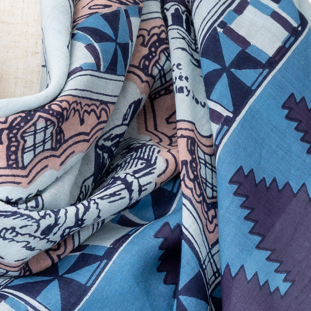 Morocco Map Print Scarf Moonshine / BBB1313-Morocco-c2