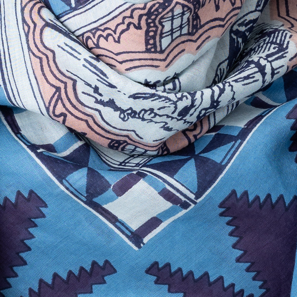 Morocco Map Print Scarf Moonshine / BBB1313-Morocco-c2