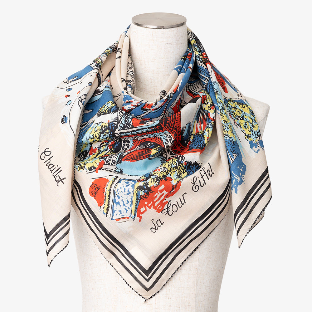 パリス マッププリント スカーフ Natural / BBB1313-Paris-c1 – Bindu
