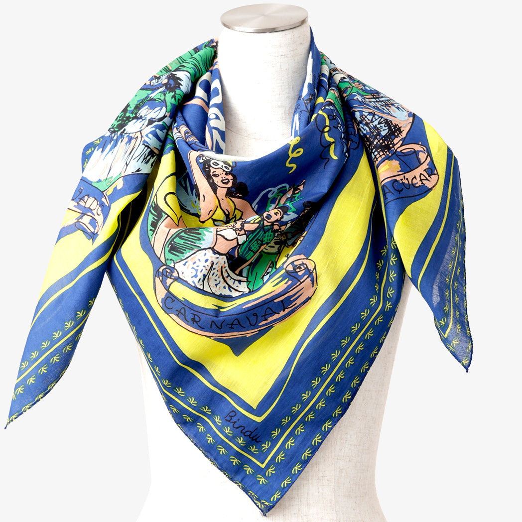 "Rio de Janeiro" vintage map print scarf Blue