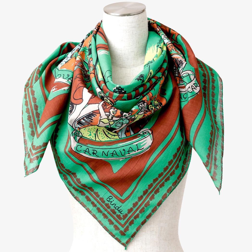 "Rio de Janeiro" vintage map print scarf Green