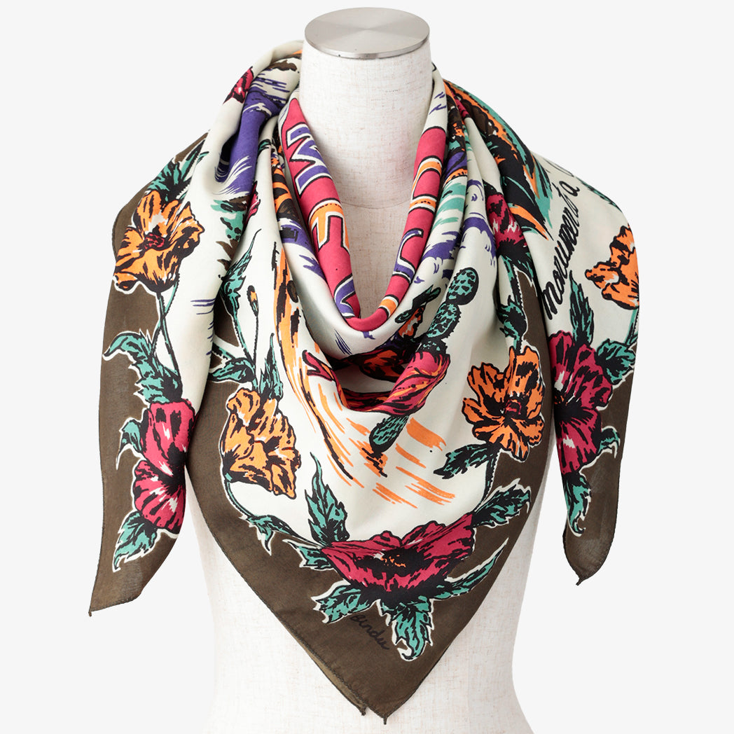 Mexico Map Print Scarf Olive
