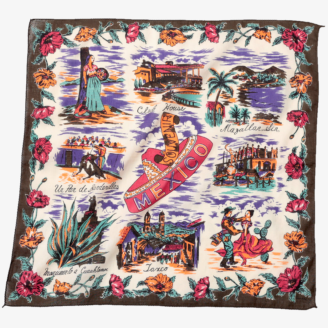 Mexico Map Print Scarf Olive