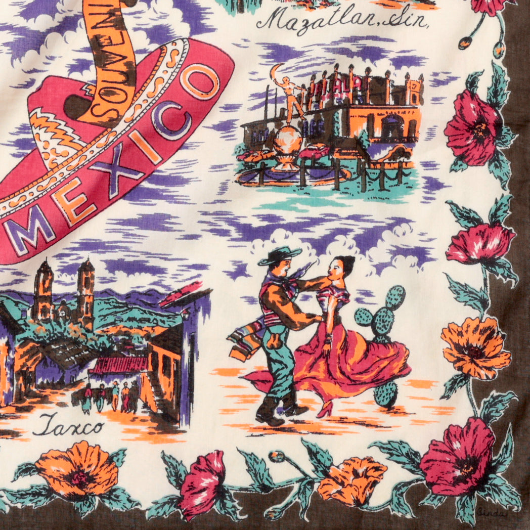 Mexico Map Print Scarf Olive