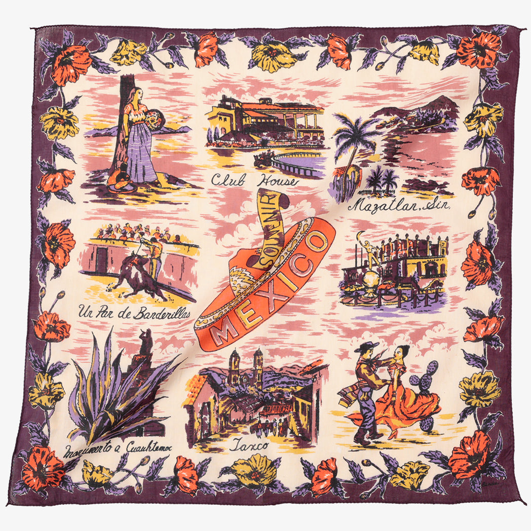 Mexico Map Print Scarf - Maroon