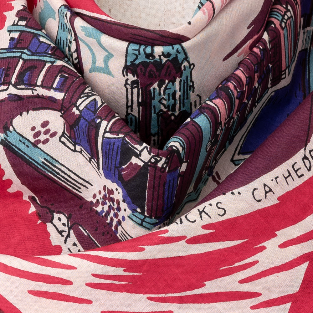 New York 2 Map Print Scarf Red / BBB1313-NY2-c3