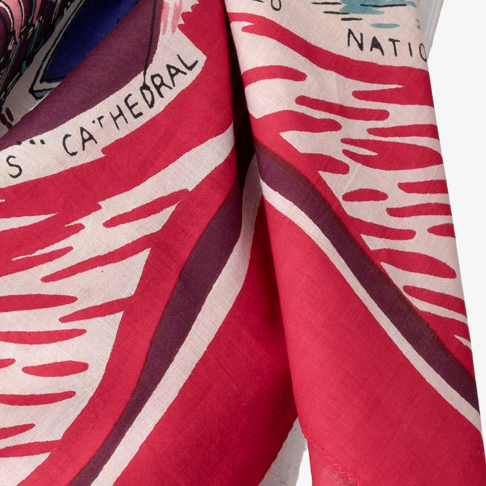 New York 2 Map Print Scarf Red / BBB1313-NY2-c3