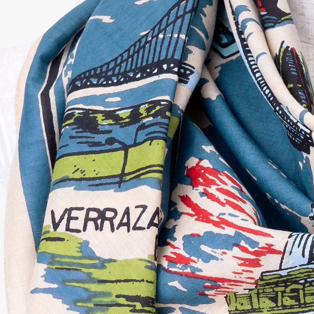 New York 3 Map Print Scarf Natural / BBB1313-NY3-c1