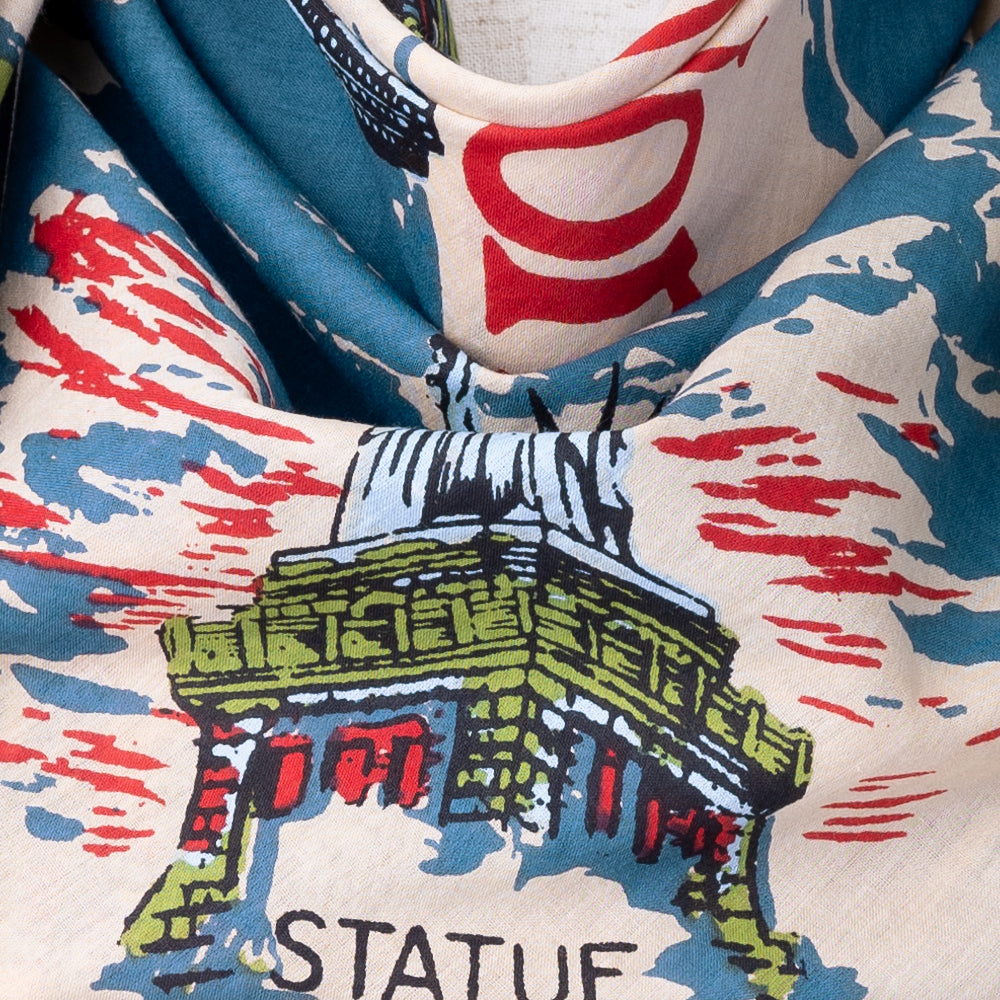 New York 3 Map Print Scarf Natural / BBB1313-NY3-c1
