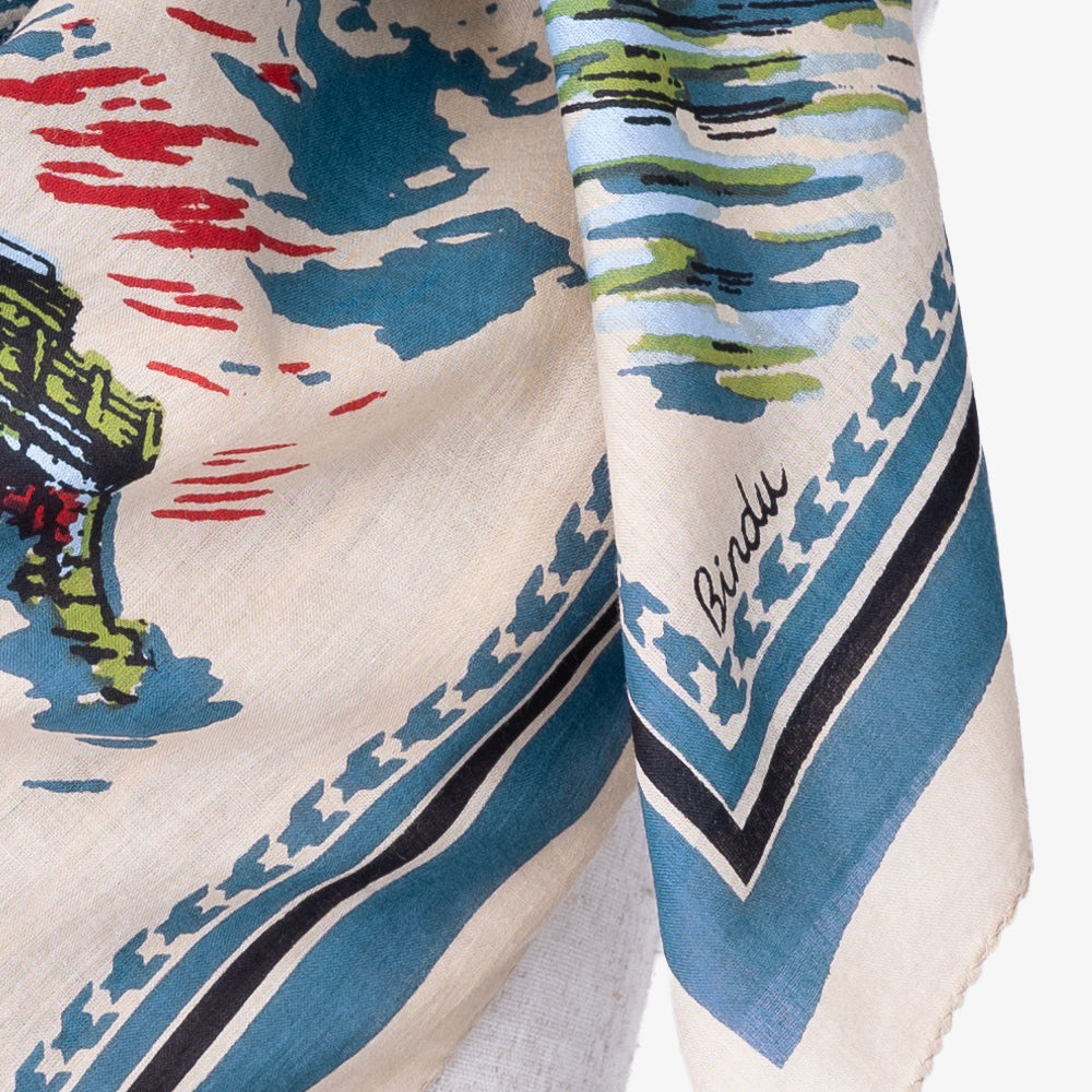 New York 3 Map Print Scarf Natural / BBB1313-NY3-c1