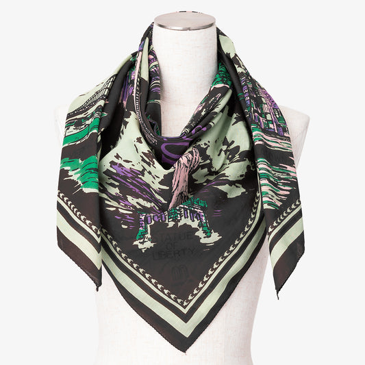 ニューヨーク3 マッププリント スカーフ Mint / BBB1313-NY3-c2