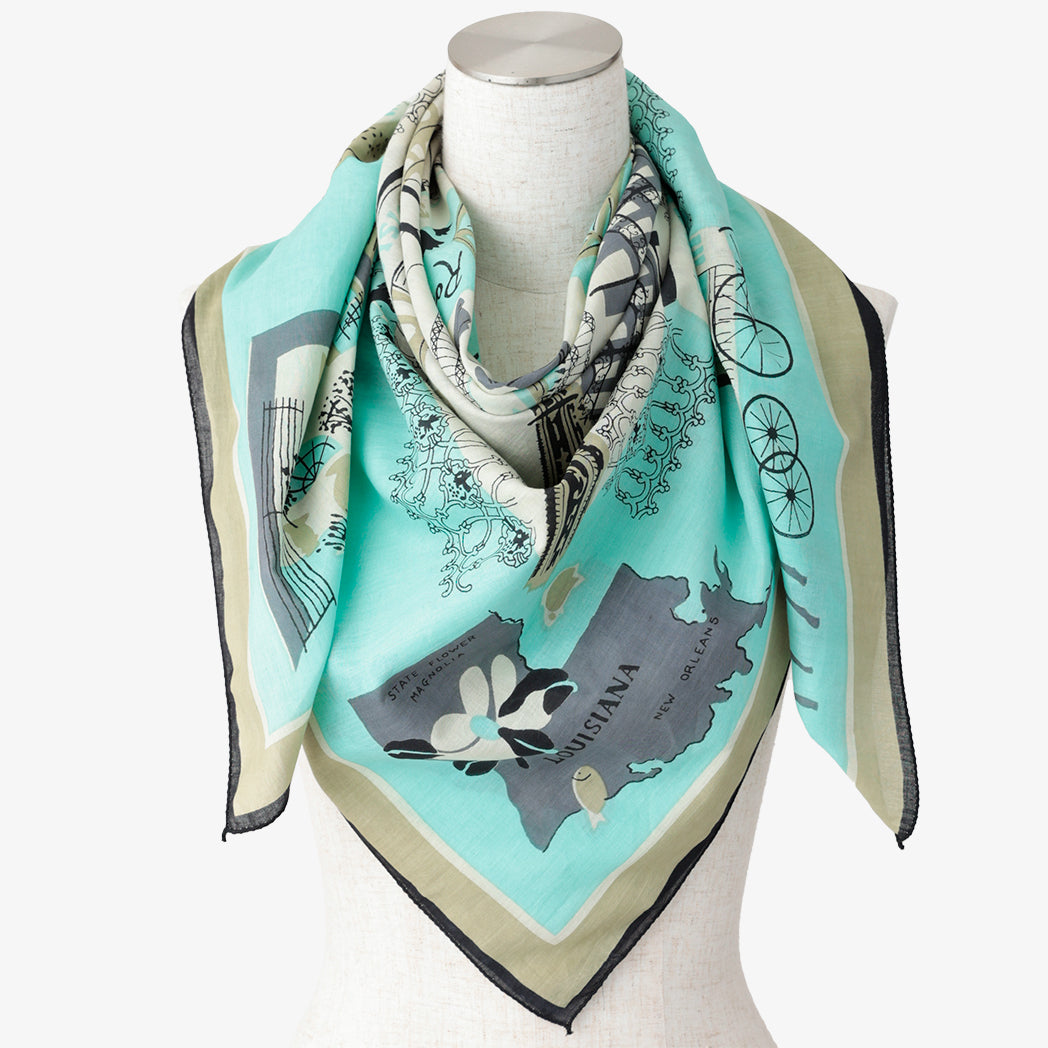 New Orleans Map Print Scarf TF Blue
