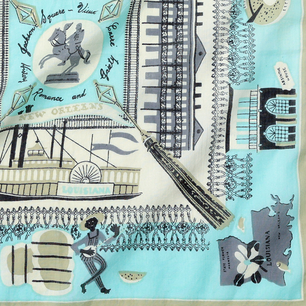 New Orleans Map Print Scarf TF Blue