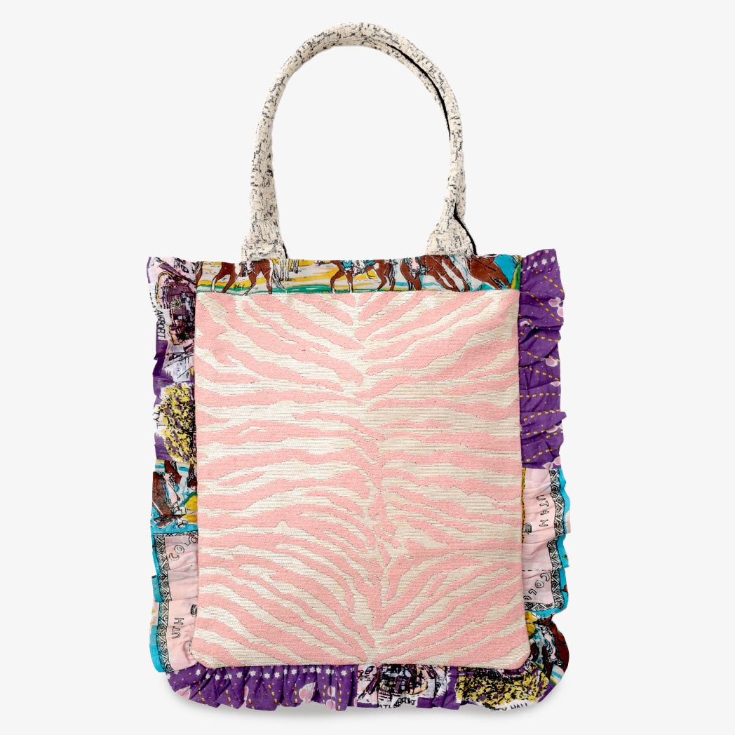 Crazy Pattern Frill ジャカードトートバッグ・ Pink Zebra