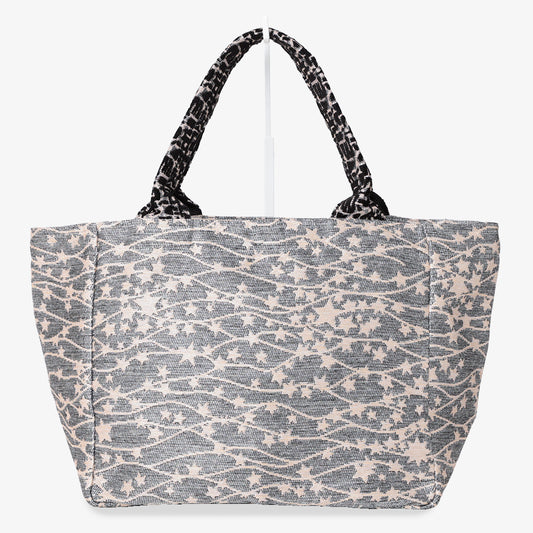 Galaxy ジャカード ミディアム・トートバッグ・Silver