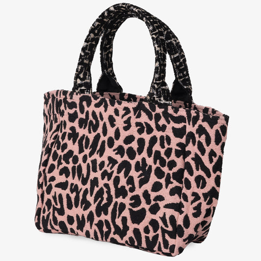 LEOPARD Leopard Jacquard Mini Tote Bag XS Size - Pink/Black