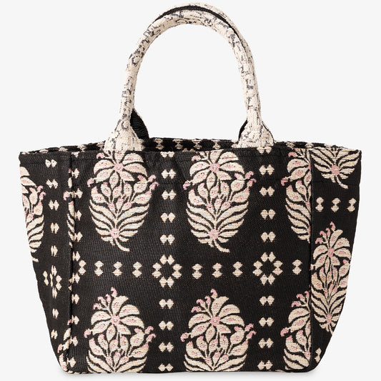 Carol Floral Jacquard XS Horizontal Tote Bag Black