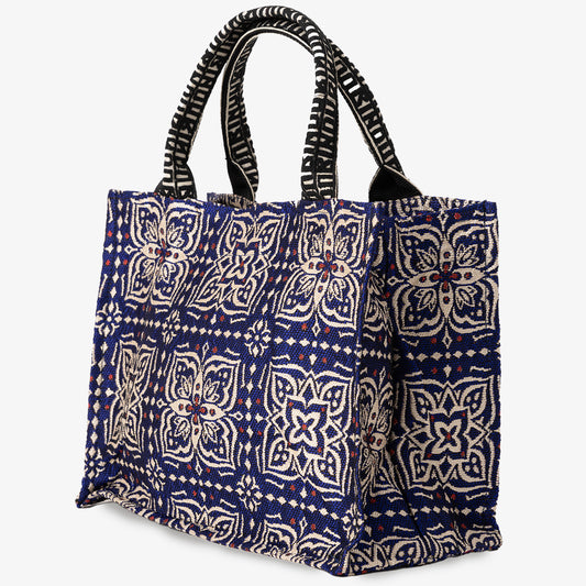 Brian(ブライアン) ジャカード スモール ブックトートバッグ・Navy