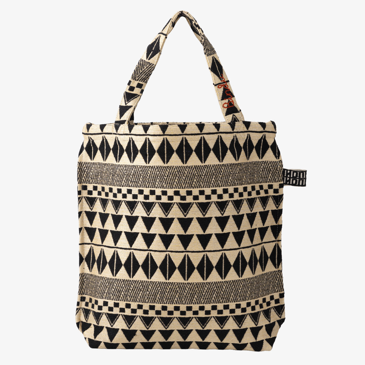 Tribal Jacquard Reverse Tote Bag Black / BBB-2094tribal-25MS-c2