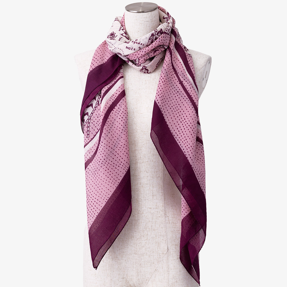 Africa2 Map Print Big Scarf Pink / BBB2100 Africa2-c1